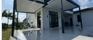 Modern aluminum patio cover installation
