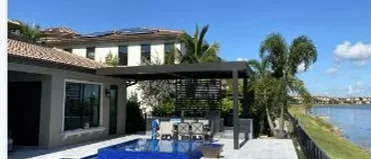 Waterfront aluminum pergola and pool deck project